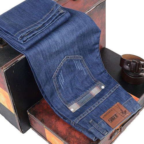 Men Jeans Summer Thin Breathable Soft Mid Straight Regular Men