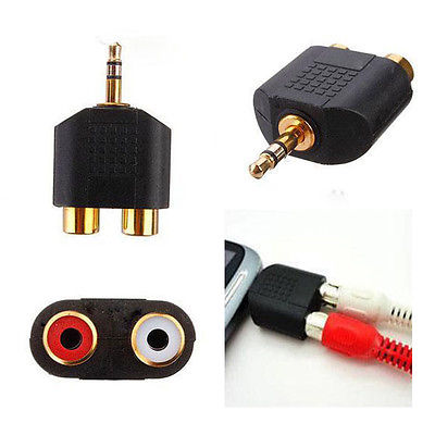 3.5mm Jack Stereo Male To 2 RCA Plug Female Adapter M/F (1ตัว)