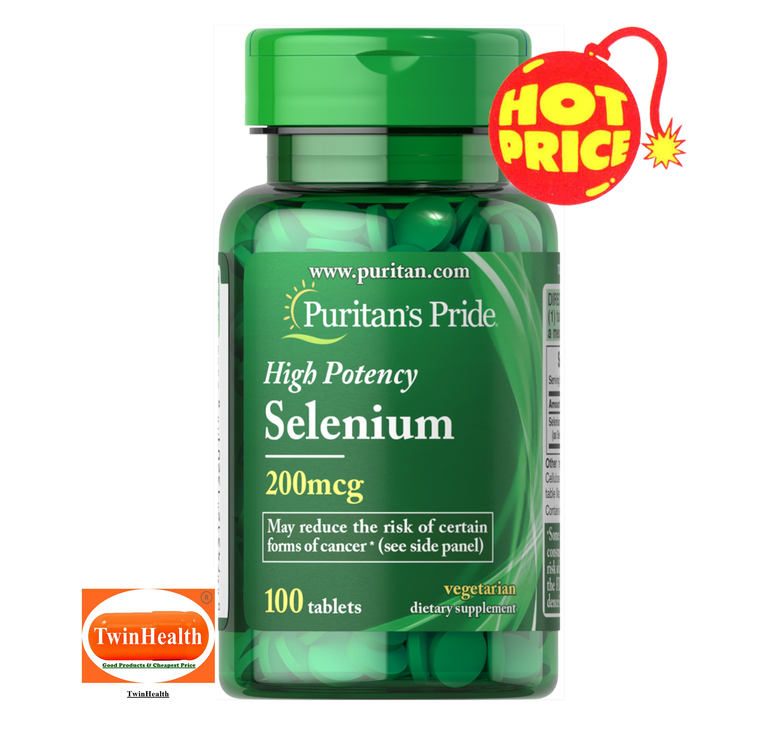 Puritan's Pride Selenium 200 mcg / 100 Tablets
