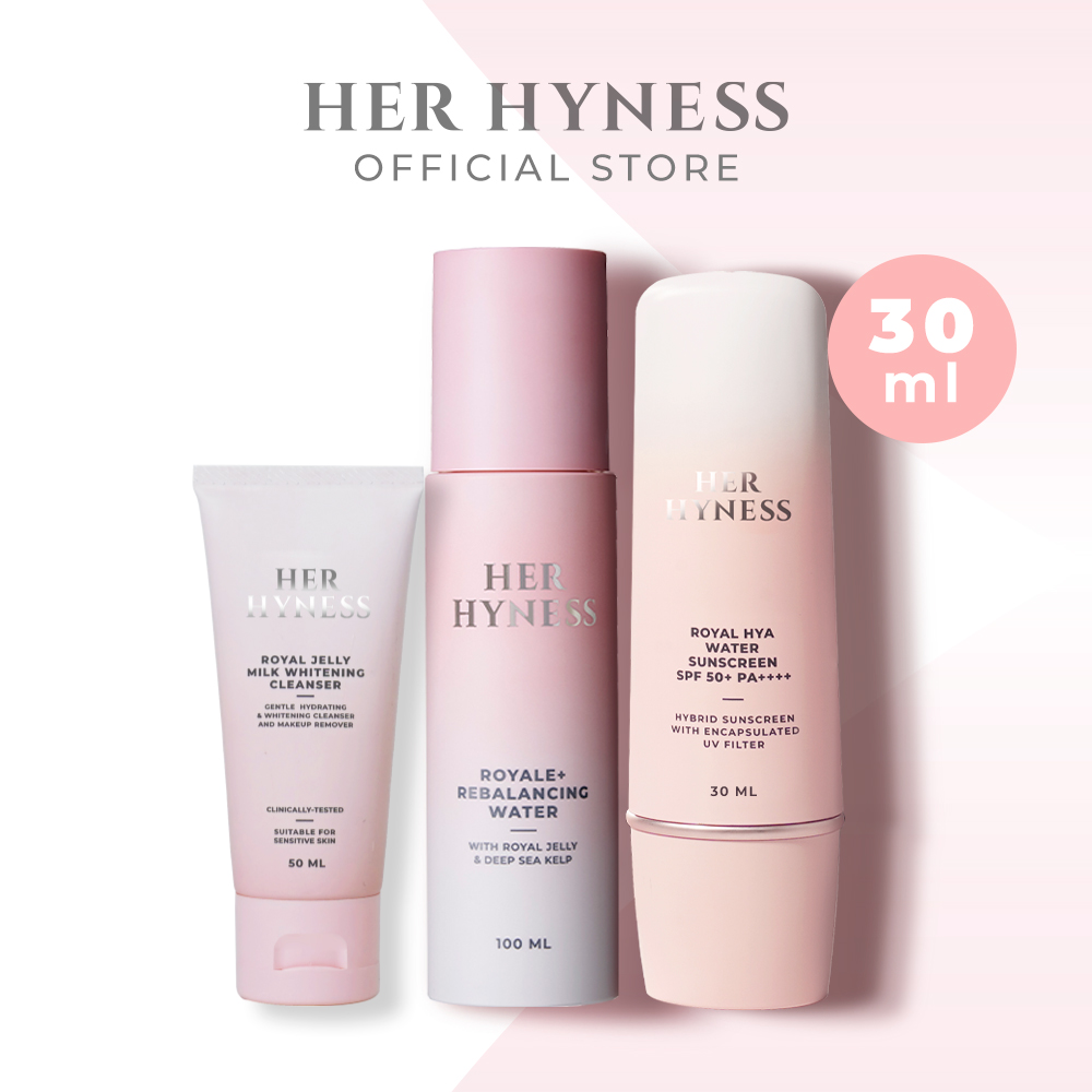 [EVERYDAY ROUTINE SET] HER HYNESS HYBRID SUNSCREEN 30 ML + REBALANCING WATER 100 ML + MILK WHITENING CLEANSER 50 ML ราคา 1,690 บาท*ส่งฟรี