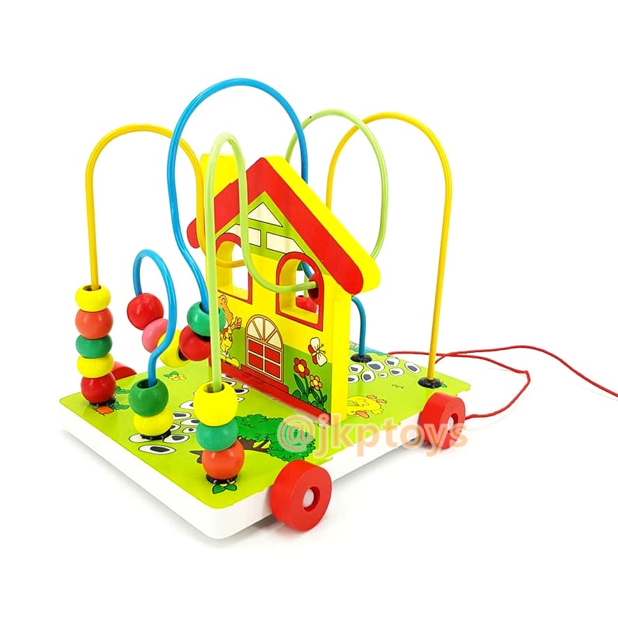 Todds & Kids Toys ของเล่นไม้ เสริมพัฒนาการ ขดลวดฝึกสมาธิพร้อมล้อ ลากจูงได้ สำหรับหัดเดิน