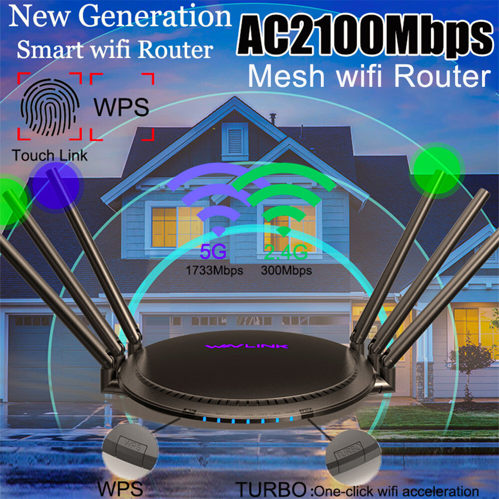AX1800 WiFi 6 Mesh Router- Wavlink Dual Band 2.4GHz 574Mbps + 5GHz 1201Mbps  Gigabit Wireless Internet Router, 880MHZ Dual Core CPU, MU-MIMO,1500 Square  Feet Coverage & 64+ Devices Connection Easy Mesh 