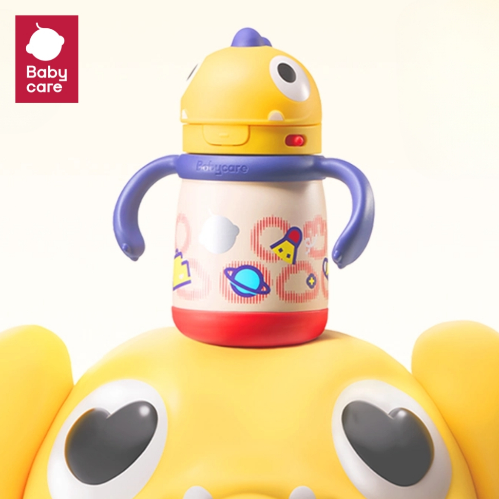 BabyCare แก้วหัดดื่มเด็ก แก้วน้ำไดโนเสาร์ ขวดน้ำเด็กมีสายสะพาย ขวดน้ำเด็ก แก้วน้ำเด็กมีหลอดไม่หก แก้วน้ำกันสำลัก