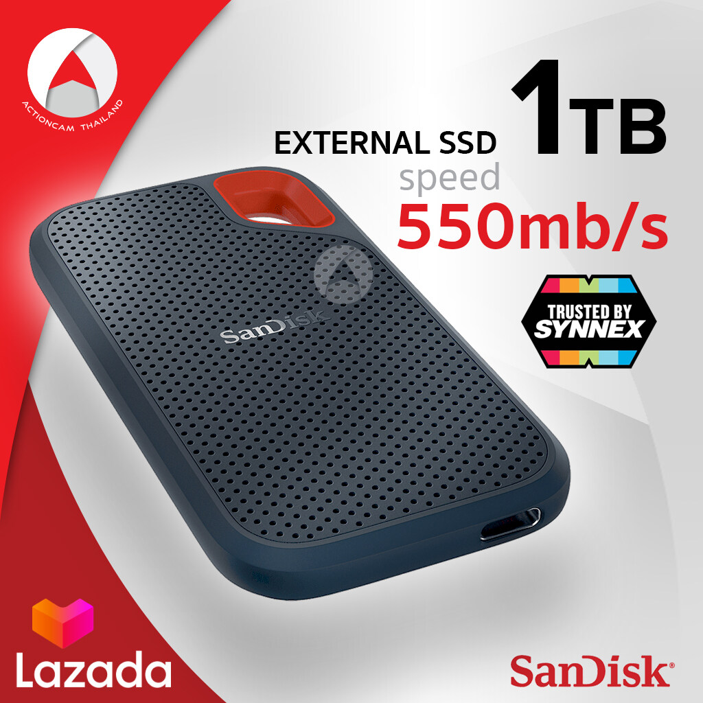 SanDisk Extreme Portable SSD 1TB (SDSSDE60-1T00-G25#) แซนดิส เมมโมรี่ ฮาร์ตดิสภายนอก เอสเอสดี ประกัน 3 ปี โดย Synnex