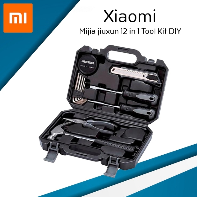 Xiaomi Mijia jiuxun 12 in 1 Toolkit DIY เครื่องมือซ่อมแซมบ้านที่ใช้ในครัวเรือนพร้อมไขควงค้อนประแจ