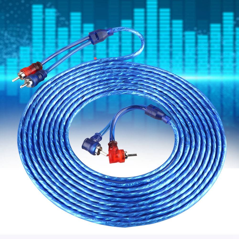 【ราคาถูกสุด】[Best RCA Audio Cable deal] 5 อัตโนมัติรถโปร่งแสงสีฟ้าเสียง RCA สายเคเบิลเชื่อมต่อ Ultra ยืดหยุ่น