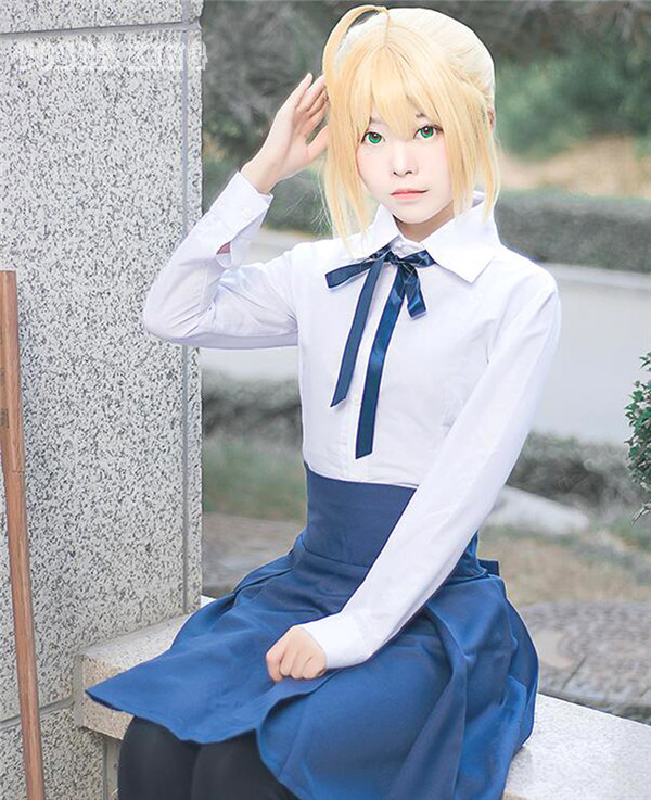 [COSER KING Store] Fate Stay Night Saber Japanese Anime Sailor Uniforms Cosplay Costumes Cartoon Hal