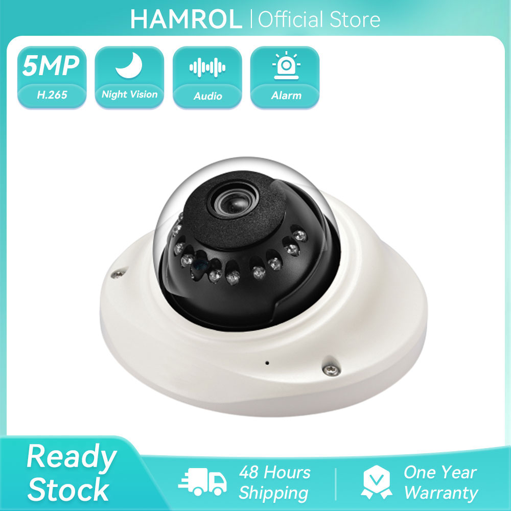 Hamrol H.265 5MP 3MP 2MP IP Camera 1080P PoE IP66 Waterproof IR 20M Night Vision Audio Dome CCTV Security Camera Outdoor Indoor Use ราคา 1,099 บาท*ส่งฟรี
