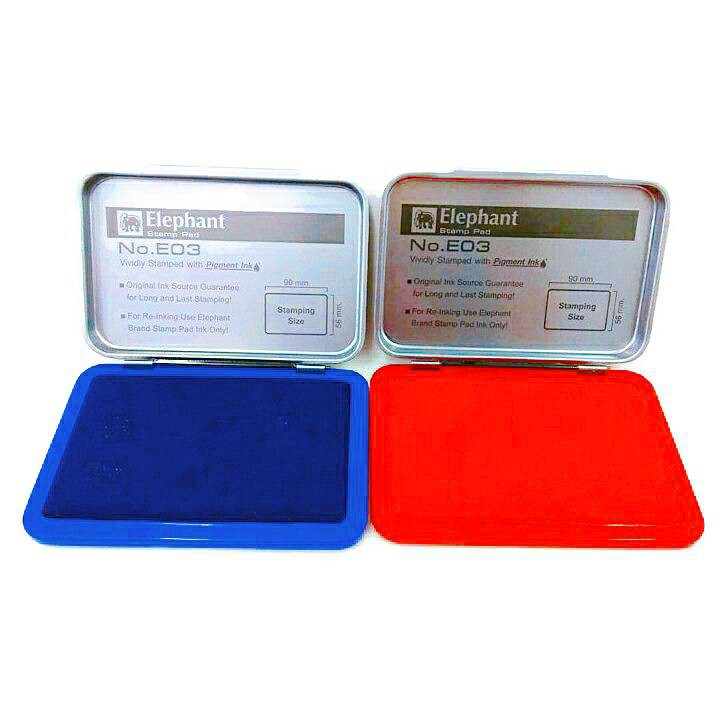 Elephant stamp pad แท่นประทับหมึก สีแดง/น้ำเงิน มีให้เลือกหลายขนาด No.E01-E04