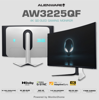 Alienware AW3225QF 32" 4K QD-OLED Gaming Monitor 1700R Curved, 0.03ms ...