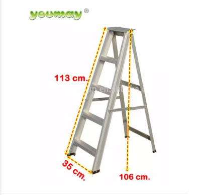 YOUMAY บันไดอลูมิเนียม ขนาด 5 ขั้น รับน้ำหนักได้ 120กก. ความสูง 106cm. รุ่น AD0805A