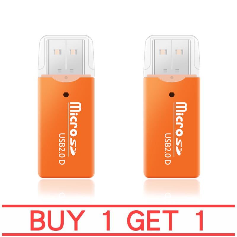 [Buy 1 get 1] 2PCS ตัวอ่าน ไมโคร เอสดี การ์ด แบบ พกพา MicroSD Card Reader USB 2.0 (ราคาไม่รวมเมม) 480 Mbps รองรับ เมม สูงสุด 64GB /Orange