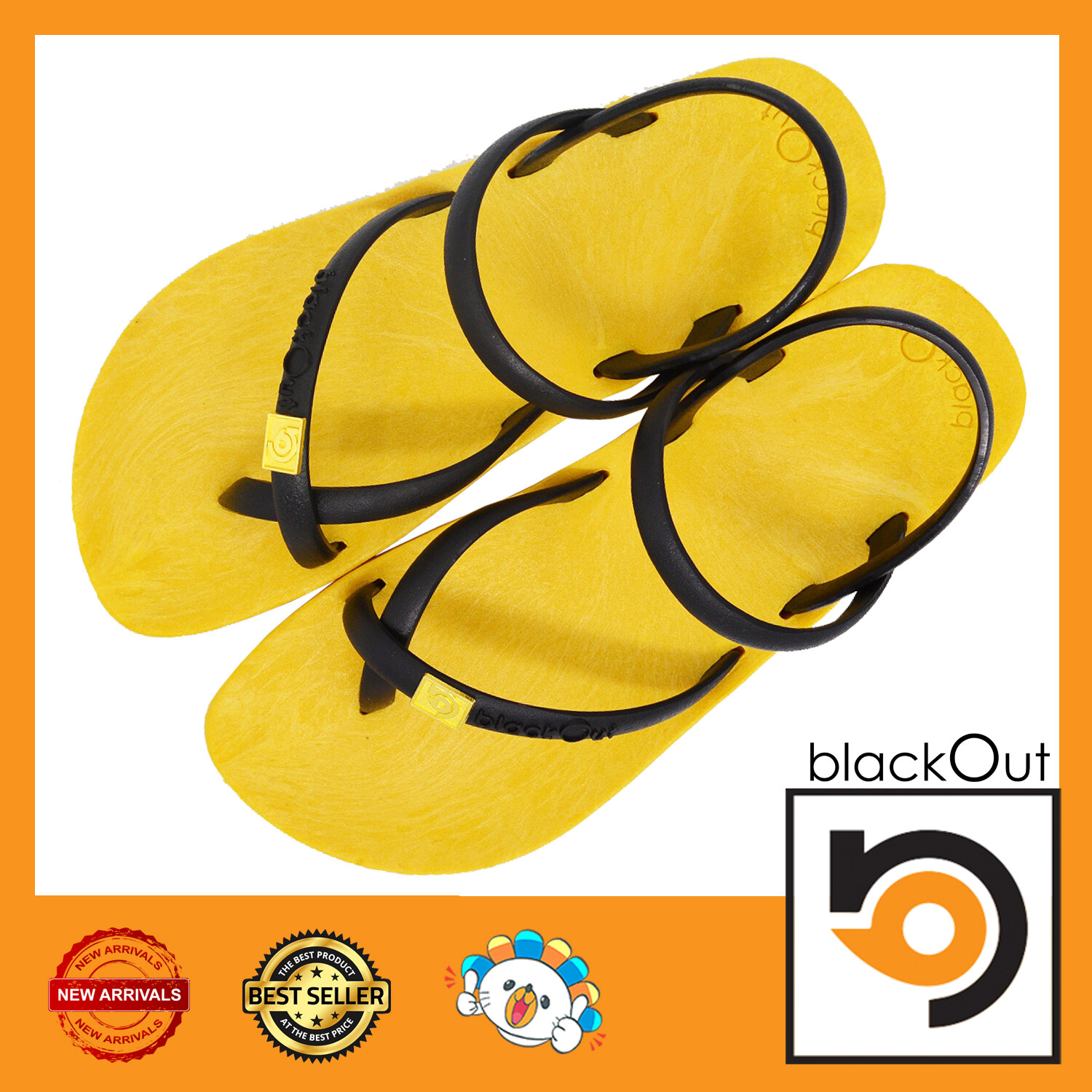 BlackOut ToeloopSlingback รองเท้าแตะ คีบโป้งรัดส้น พื้นเหลือง(หูดำ) ราคา 380 บาท*ส่งฟรี