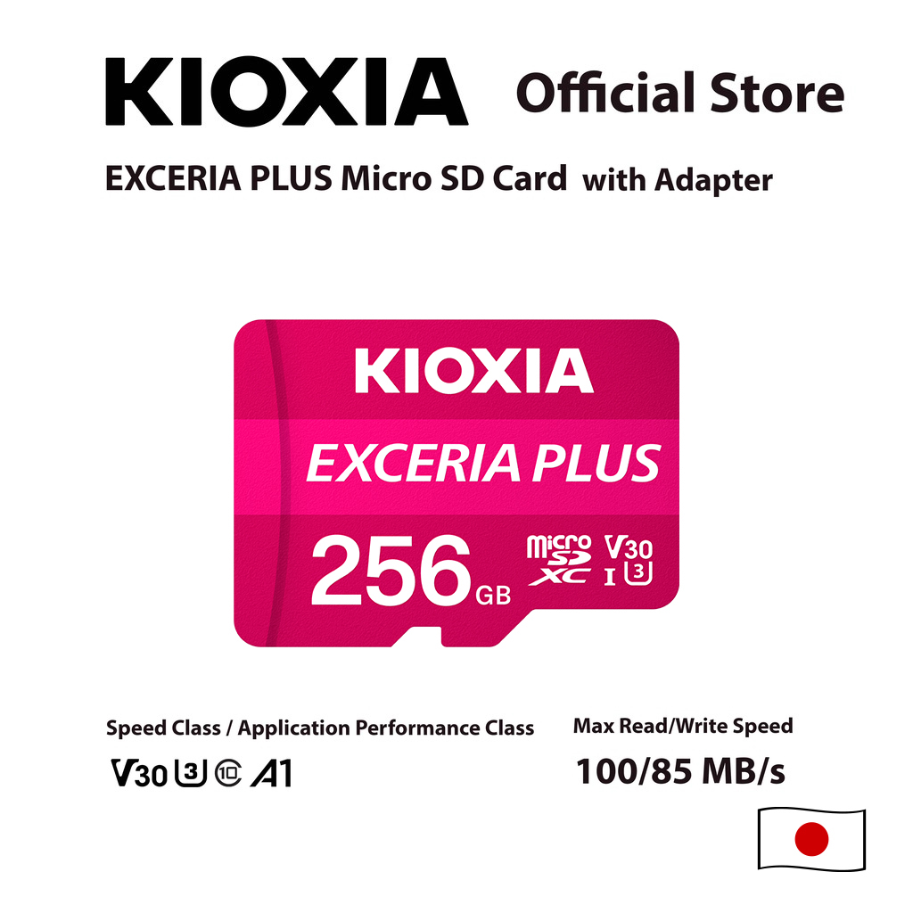KIOXIA Exceria Plus microSD C10 U3 class R100/W85 - 256GB ราคา 2,800 บาท*ส่งฟรี