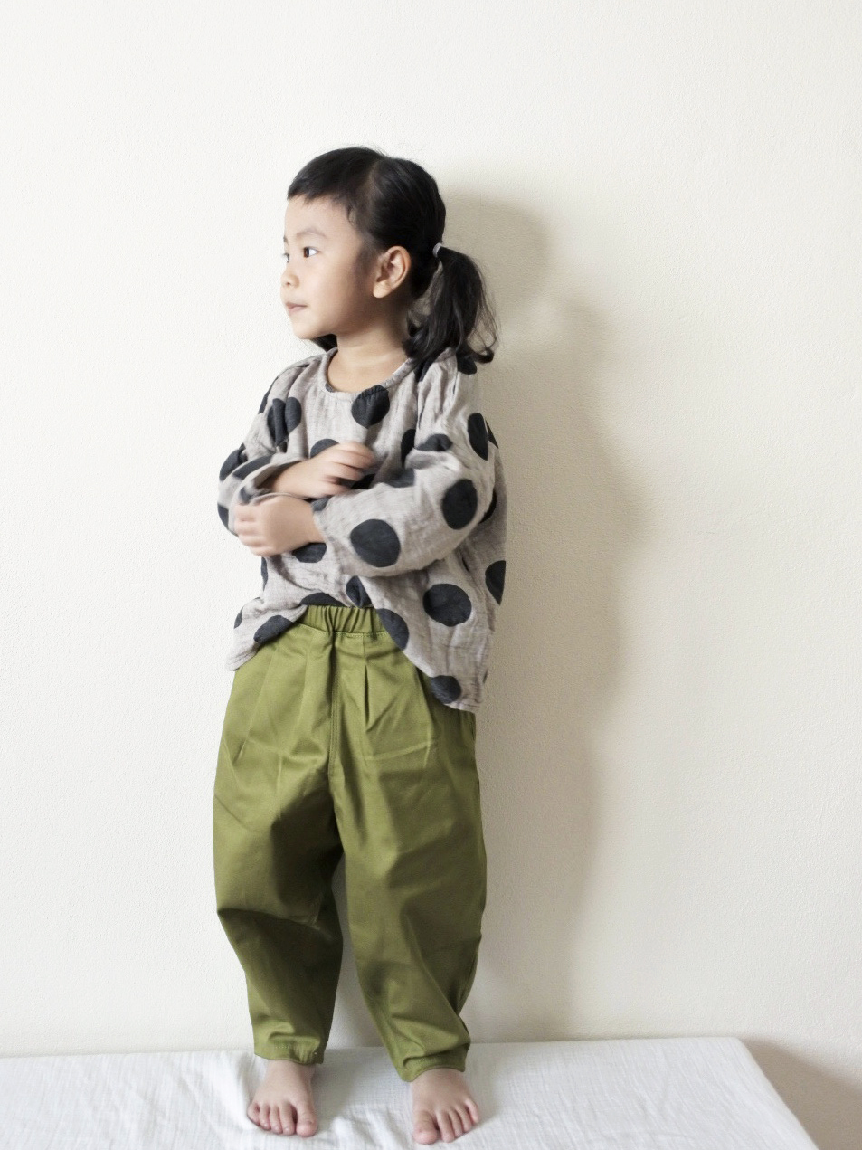 MERMEO |【BL-8】M(90-100) Kids balloon pants / Chino / Khaki | กางเกงขายาวเด็กทรงบอลลูน