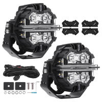 5 นิ้วสแควร์/รอบ LED นํา ขับรถเสริมแสงสีขาวหลัก + สีเหลืองอําพัน/สีขาว น้ําดี | คู่ 150W | IP68 Spot Beam & Side Shooter | MaXpeedingrods