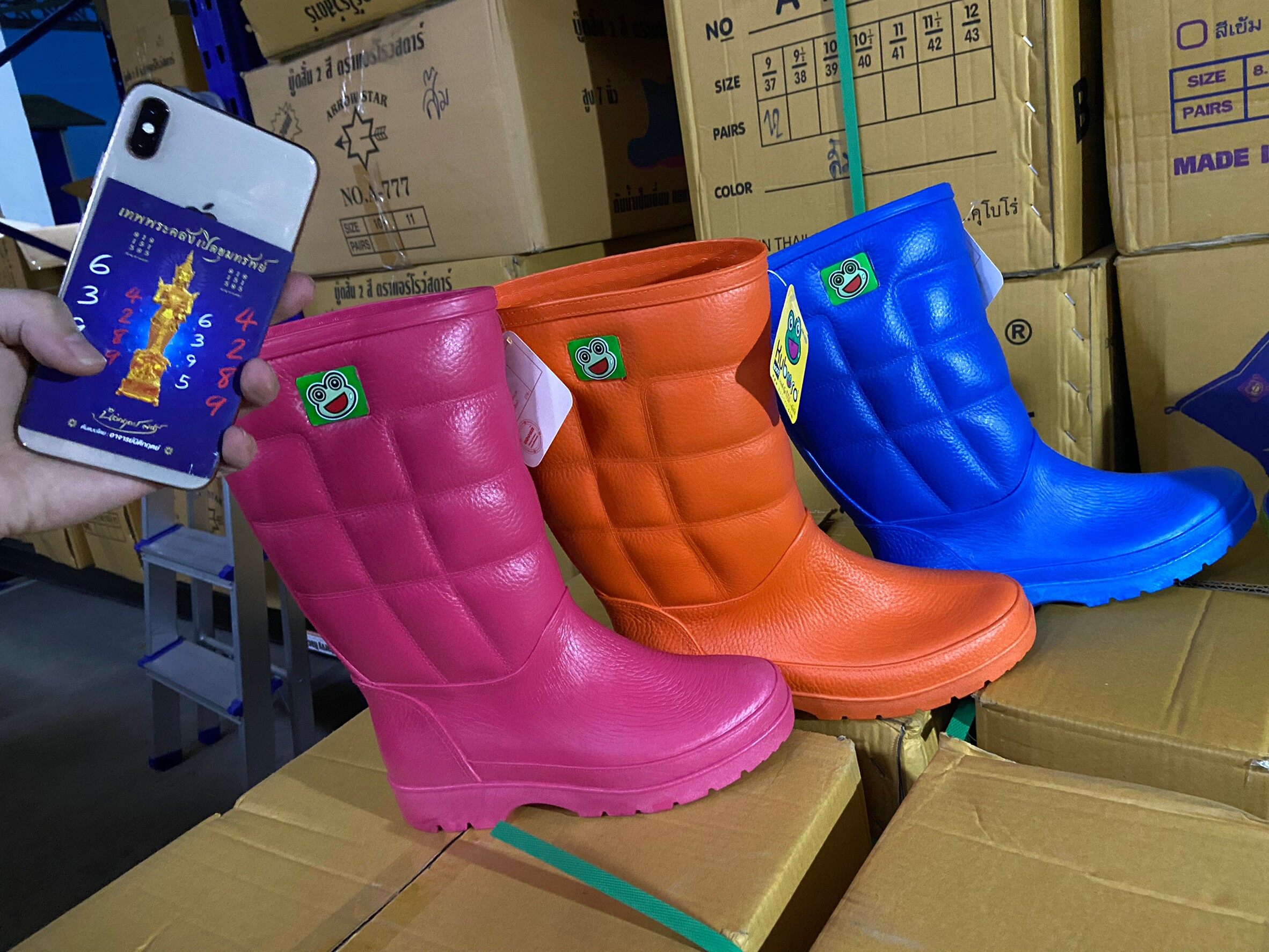 Kuboro [B-1000 รองเท้าบูทกบ 12 นิ้ว ถูกสุดในไทย] ค่าส่ง 22บ Colorful Rubber Rain Boots นิ่ม บู้ตยางทำนา บู้ทตลาดสด