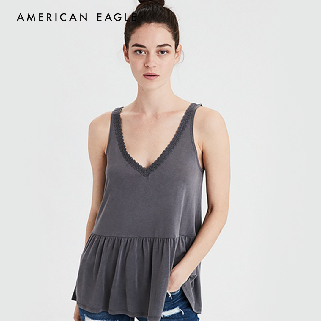 American Eagle Soft & Sexy Sueded Oversized Tank Top เสื้อกล้าม ผู้หญิง ทรงโอเวอร์ไซส์ ผ้านิ่ม(036-3542-001)