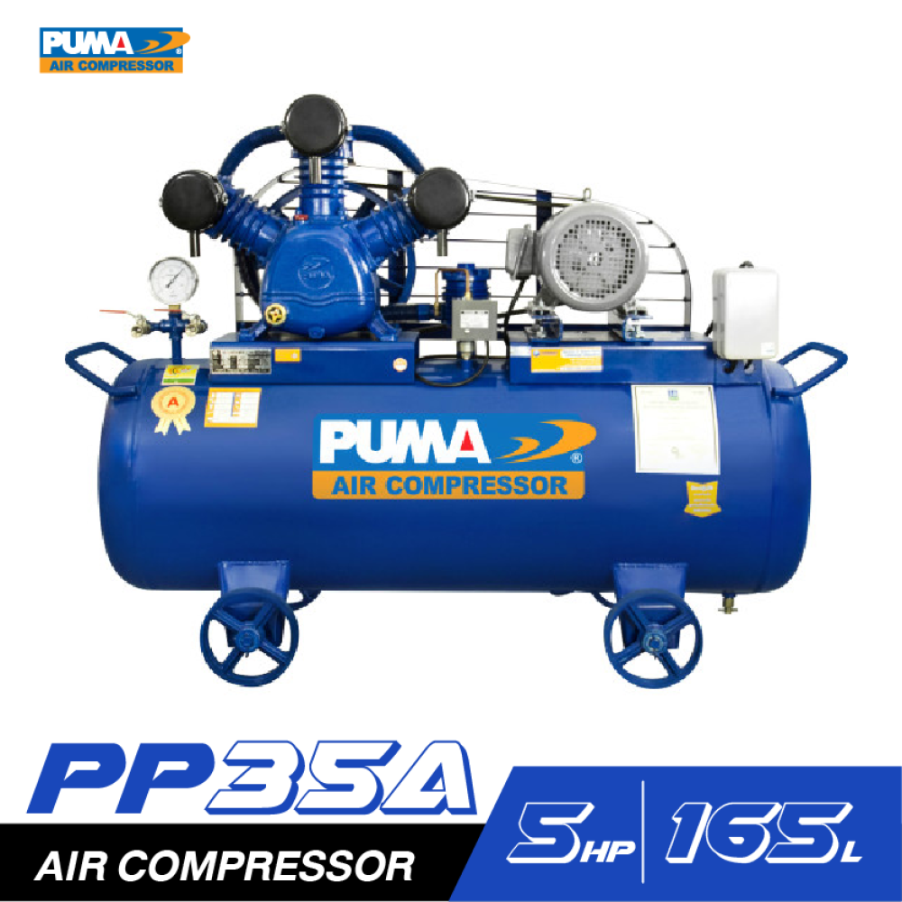 Puma Air Pump Puma 165 Liters (Belt Type) # 5 Horsepower Motor # Electricity 380 V # Air Volume 890 Liters/Minute (1 Year Warranty) ราคา 48,900 บาท*ส่งฟรี