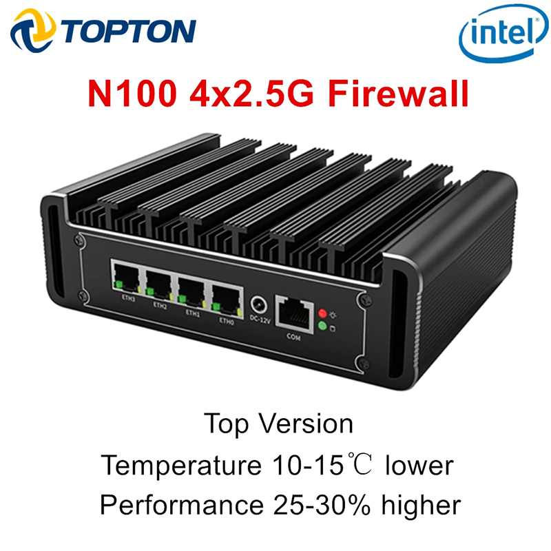 TOPTON X4D 11th Gen Intel Mini PC Router i7 1165G7 Celeron N5015 4*Intel i226 2.5G LAN 2xDDR4 NVMe Fanless pfSense Firewall ราคา 5,492 บาท*ส่งฟรี