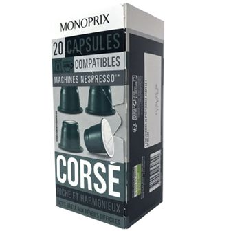 Monoprix Espresso Corse Caps x 20 20 Caps - กาแฟแคปซูล Monoprix นำเข้าจากประเทศฝรั่งเศส