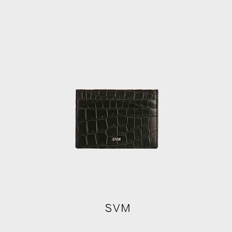 [ SVM ] Classic Card Holder Black CROCO กระเป๋าใส่นามบัตรหนังจระเข้สีดำ ราคา 9,100 บาท*ส่งฟรี