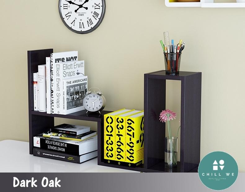 DIY 3in1 Book Shelf วางหนังสืออย่างง่ายบนโต๊ะ 44x16x70cm (ใหญ่)  ชั้นวางหนังสือ เครื่องเขียน สามารถเก็บของ เนื้อไม้ หนังสือ ชั้นวางของบนโต๊ะ ชั้นวางหนังสือ ชั้นวางของ BookShelf Organizer DIY stand northern europe style white wood black design