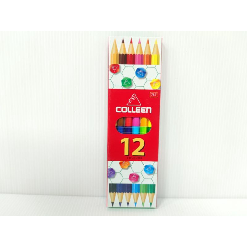 [รุ่นใหม่ สีสด ของแท้] COLLEEN ดินสอสีไม้ คอลลีน 1 หัว และ 2 หัว (122436 สี/กล่อง)