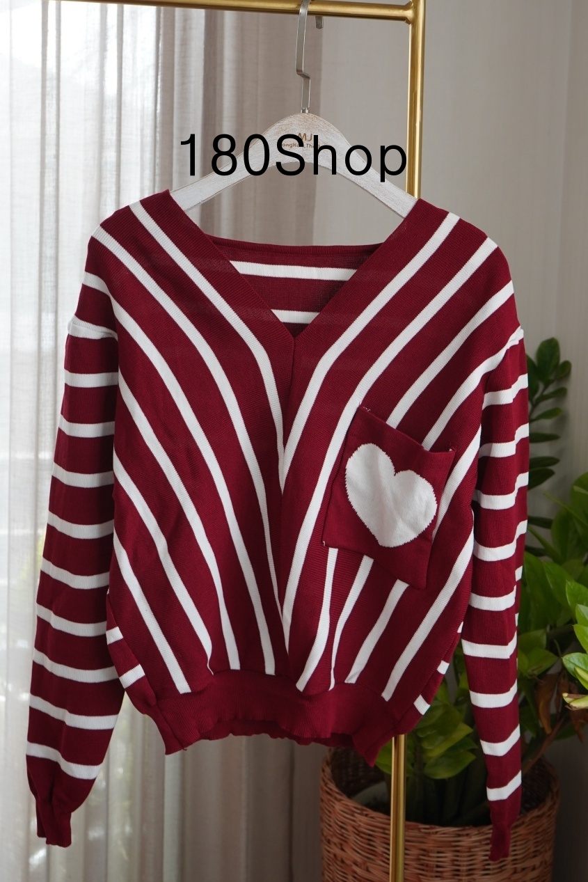 180Shop - พร้อมส่ง เสื้อไหมพรม ผ้าเนื้อดี 0572 หัวใจ