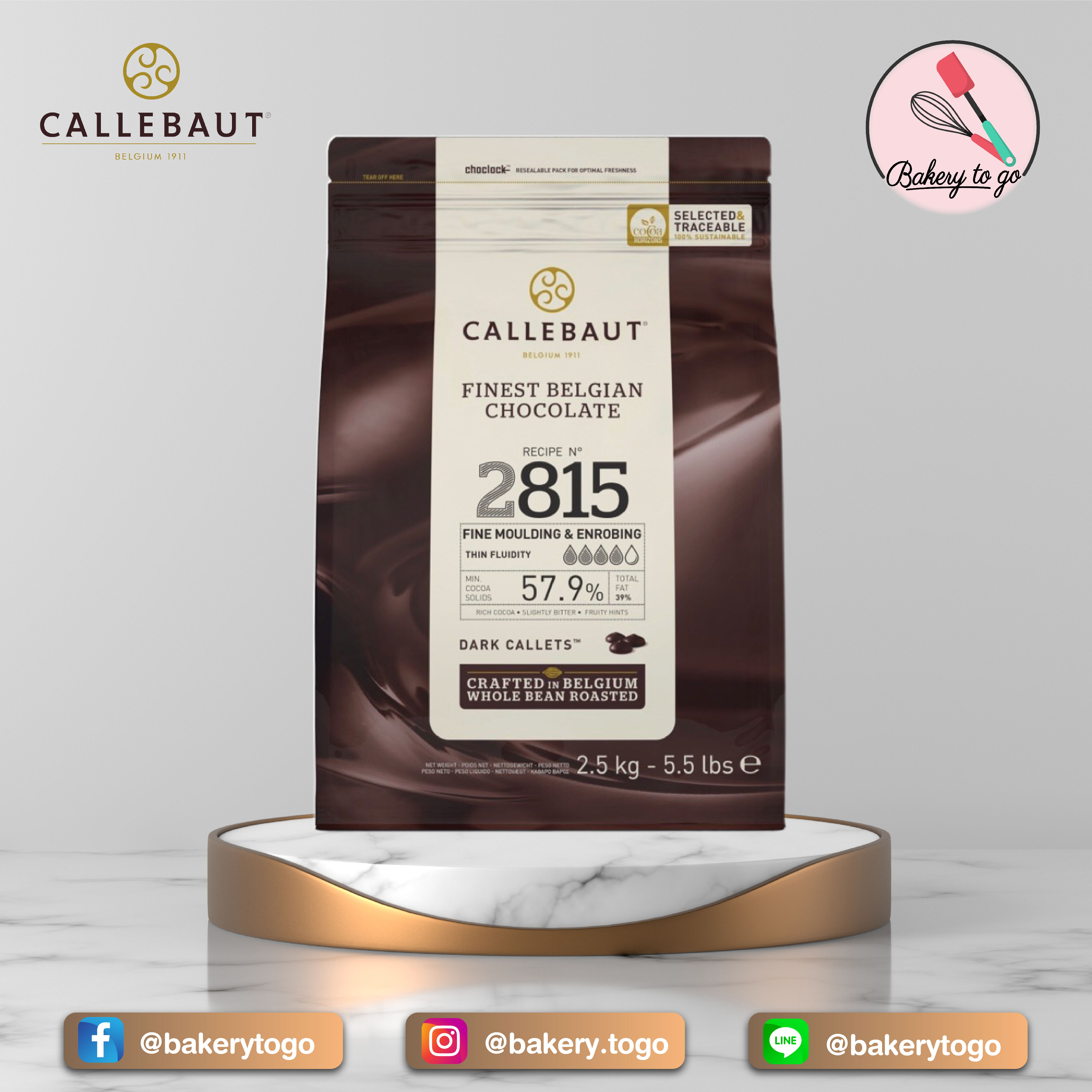 Bakery to Go ดาร์กช็อคโกแลต Callebaut Dark Couverture 57.9% ขนาด 2.5kg  **จัดส่งฟรี!!! โดยรถเย็น**