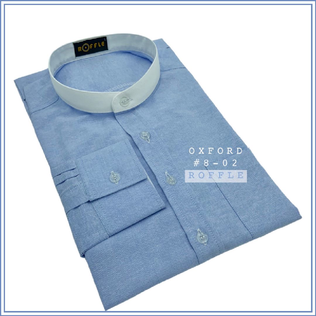 เสื้อเชิ้ตคอจีน สลับสี ผ้าอ๊อกฟอร์ด เข้ารูป แขนยาว (OXFORD #8)