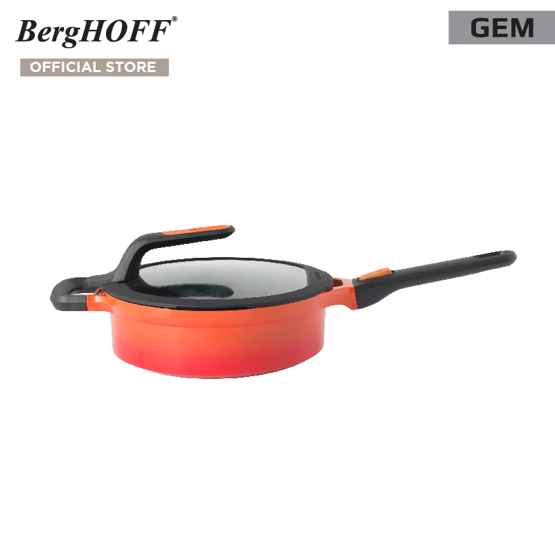 BergHOFF หม้อพร้อมฝาและด้ามจับอะลูมิเนี่ยม Stay Cool รุ่น Gem มีรูระบายน้ำ 24 ซม. สีส้ม 2307404 ราคา 2,695 บาท*ส่งฟรี