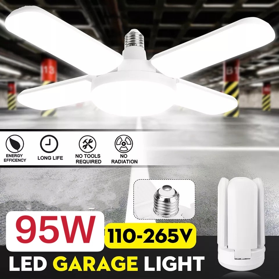 95W PAE หลอดไฟพัดลม หลอดไฟ LED ทรงใบพัดแบบกลม พับได้ Fan Blude LED ไฟเพดาน ไฟตลาดนัด