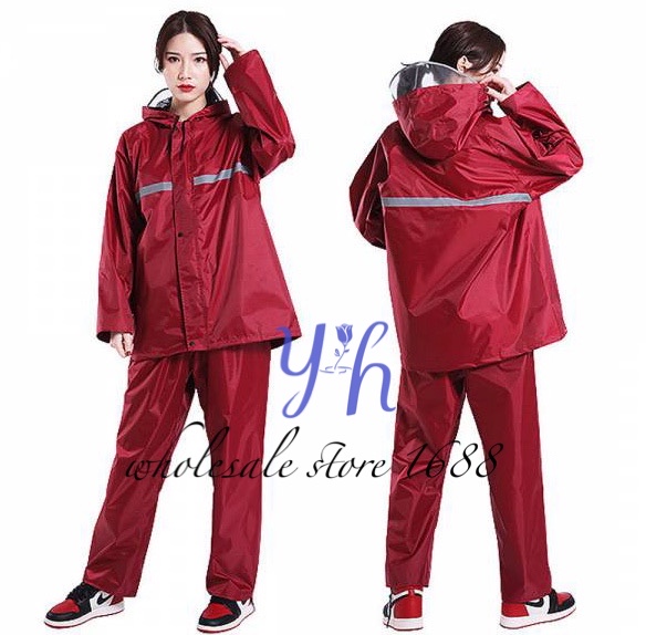 YH-1688（7สี）New Alitech ชุดกันฝน เสื้อกันฝน สีกรมท่า มีแถบสะท้อนแสง รุ่น หมวกติดเสื้อ Waterproof Rain Suit