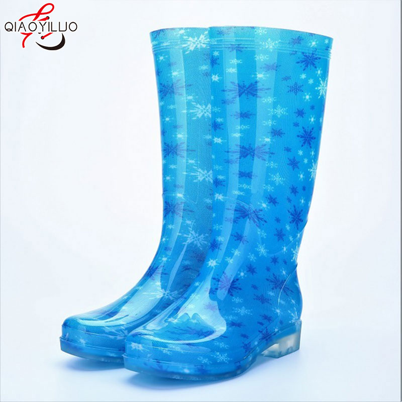 QiaoYiLuo รองเท้าบูทกันฝน รองเท้าบูทกันฝน รองเท้าบูทกันน้ำผู้หญิง กันลื่น ทนต่อการสึกหรอ