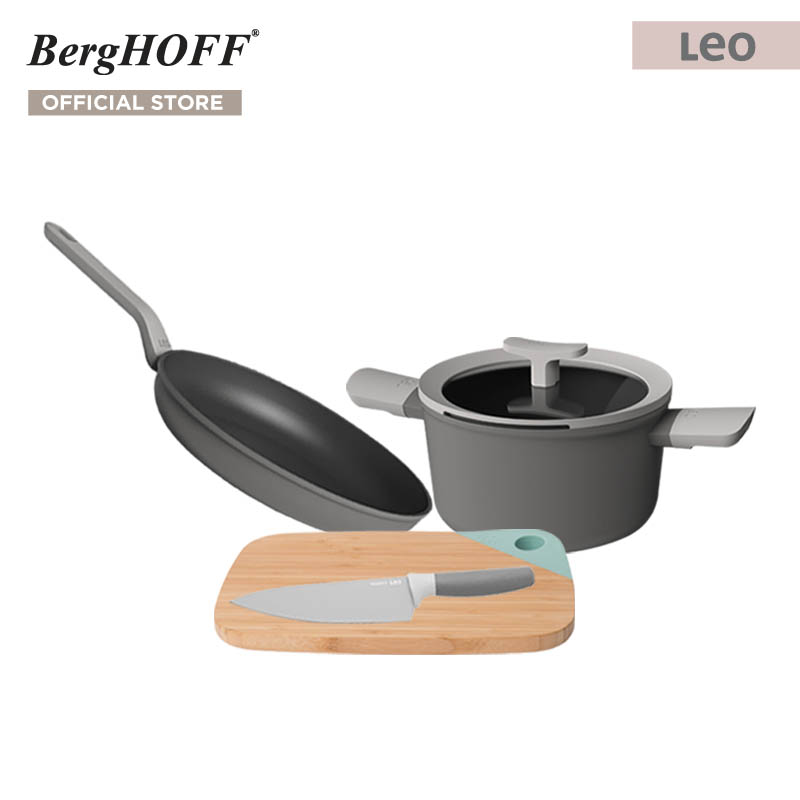 BergHOFF ชุดหม้อกระทะและมีดพร้อมเขียง Leo LZBHF640701 ราคา 3,000 บาท*ส่งฟรี
