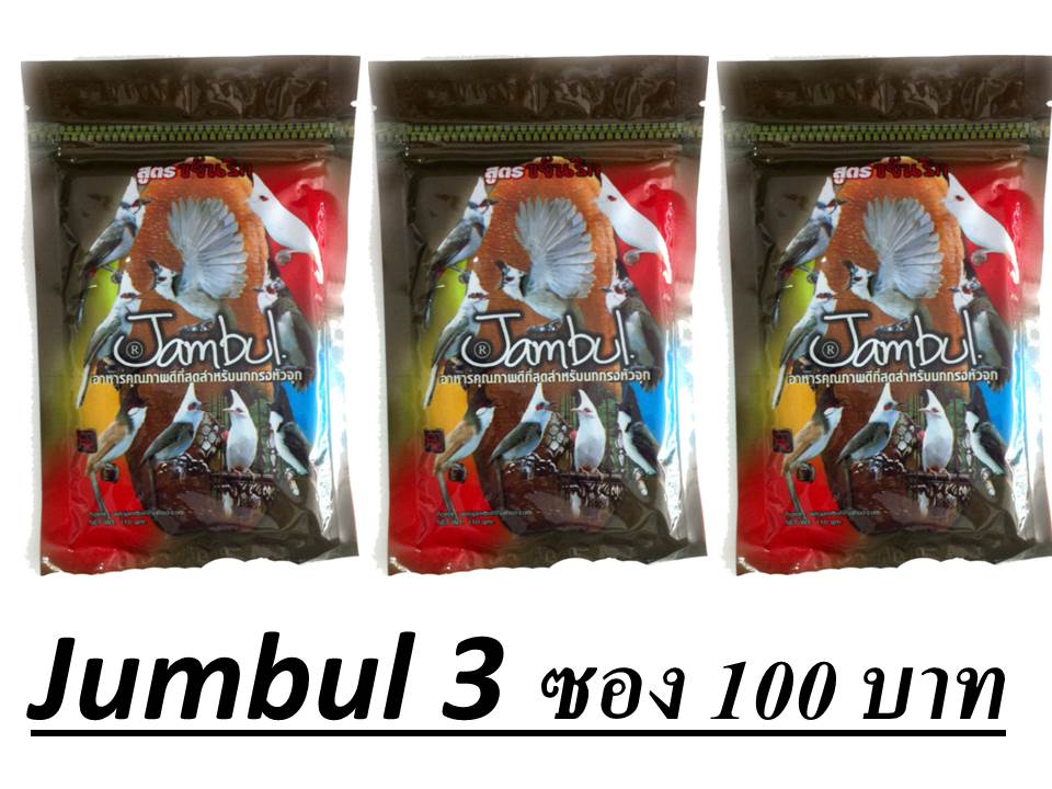 Jambul จัมบูลอาหารนกหัวจุก สูตรขยันริก ขนาด 110 กรัม (x3 ซอง)