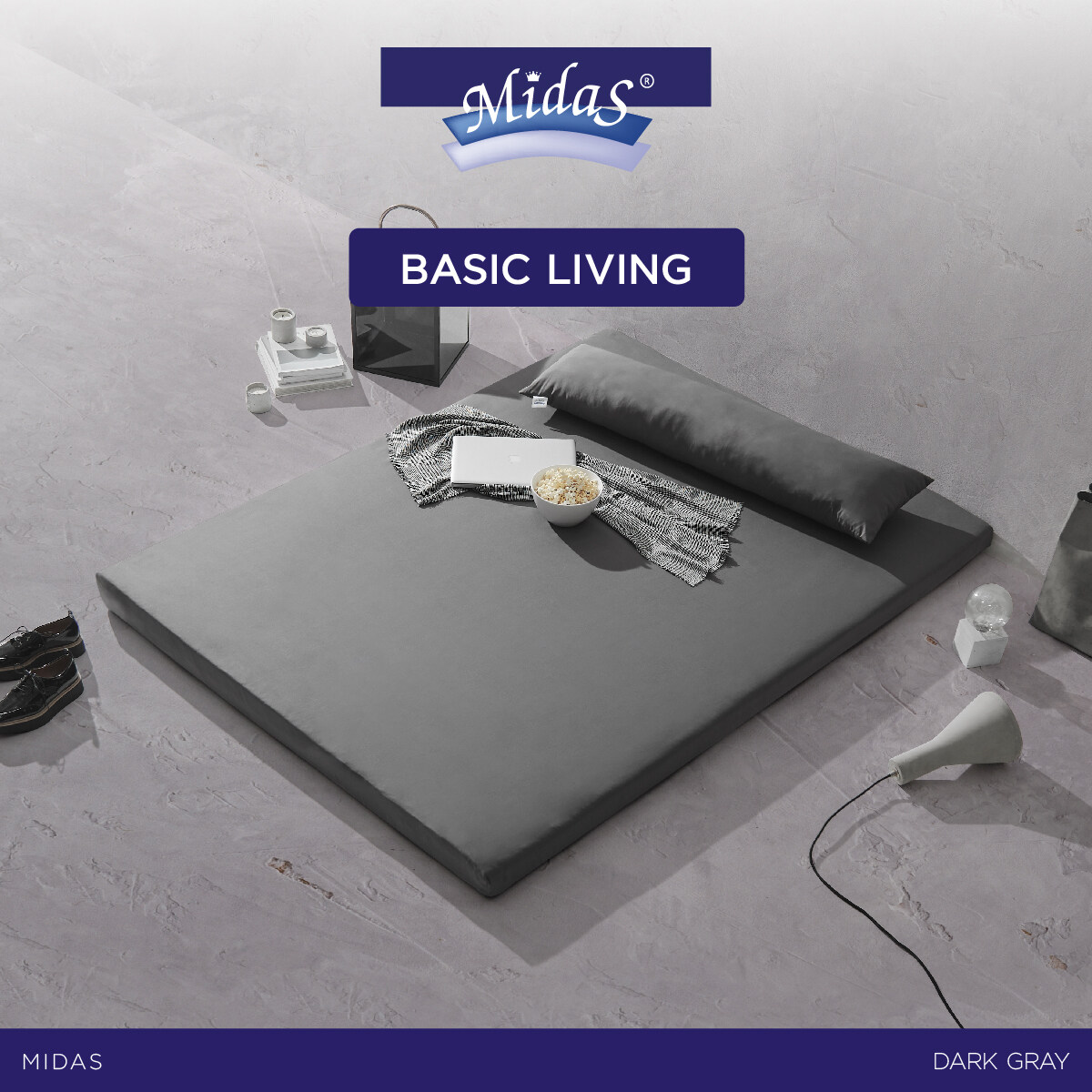 Midas ที่นอนนุ่มสบาย น้ำหนักเบาสบาย รุ่น Basic Living - Dark Gray ส่งฟรี ราคา 970 บาท*ส่งฟรี