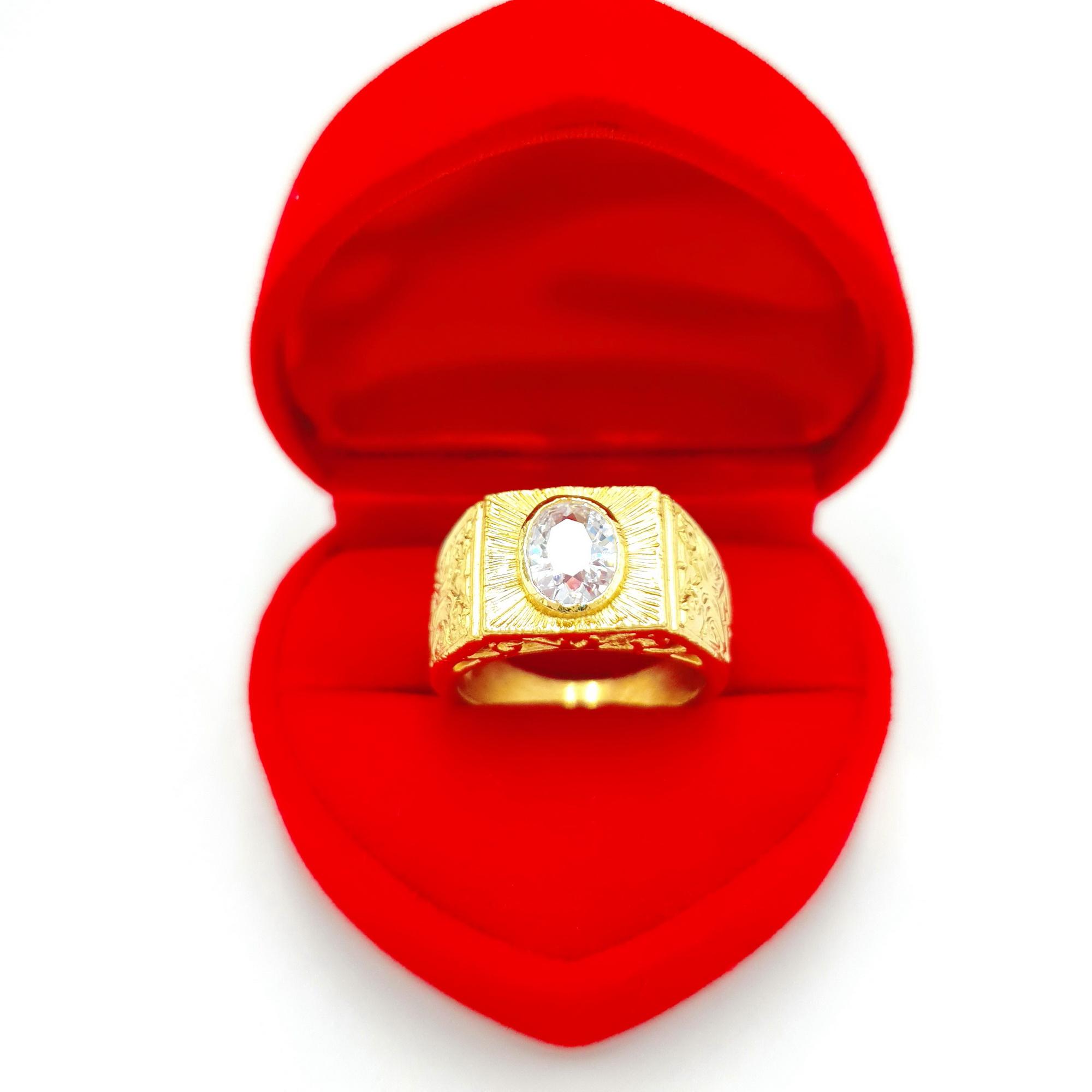 เเหวนทอง ประดับเพชรCZ 18K ขนาดเพชร 8x6MM เเหวนทองชุบไมครอน เเหวนหมั้น เเหวนเเต่งงาน สินค้าขายดีพร้อมส่ง