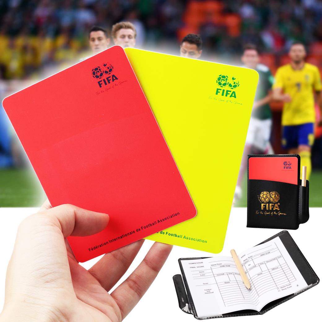 ใบเหลืองใบแดง fifa ใบเหลืองแดง ใบแดงใบเหลือง FIFA Soccer Referee Red Yellow Card พร้อมซองหนัง และ ปากกา Caniwashop