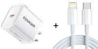 Essager PD30W Type C ชาร์จเร็ว Pd/ QC 3. 0ชาร์จเครื่องชาร์จเร็วสำหรับ IPhone16 15 14-6 Samsung Huawei Xiaomi iPad AirPods หูฟังแท็บเล็ตสวิตช์พัดลม Type-C PD30W ชาร์จเร็วขนาดเล็ก