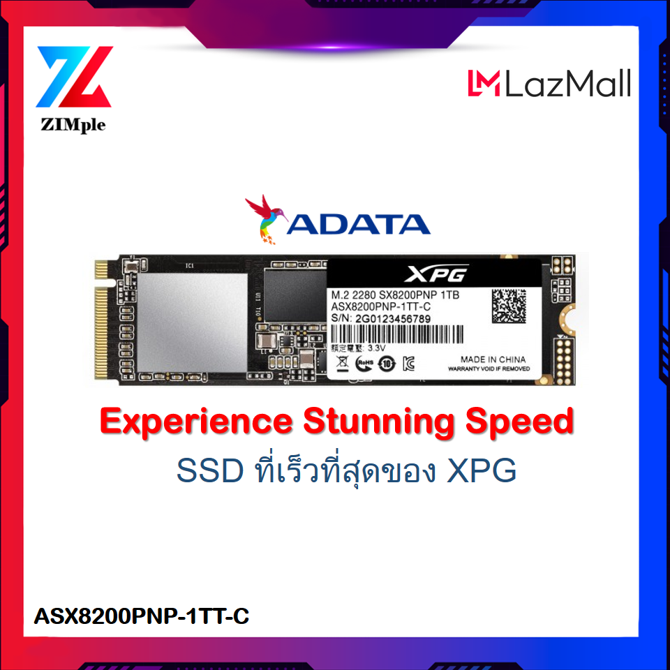 [SSD ที่เร็วที่สุด] ADATA SSD รุ่น SX8200Pro PCIe Gen3x4 M.2 2280 (ADT-SX8200PNP)