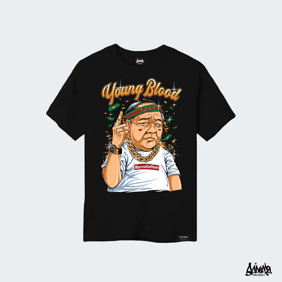 🔥 SALE โล๊ะสต๊อก 🔥 ® เสื้อยืด รุ่น Yo Man !!! สีดำ เสื้อยืดผู้ชาย แขนสั้น M L XL 2XL TS