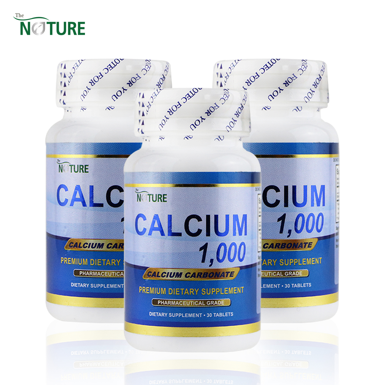 แคลเซียม ขายดีอันดับ 1 เดอะเนเจอร์  แคลเซียม คาร์บอเนต X 3 ขวด Calcium 1000 Calcium Carbonate THE NATURE บรรจุ 30 เม็ด