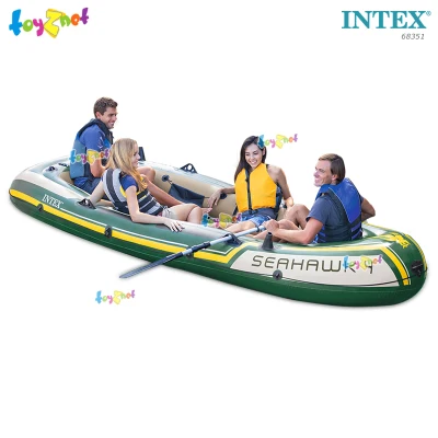 Intex Seahawk 4 Boat Set w/Alum. Oars & DQII Air Pump no.68351