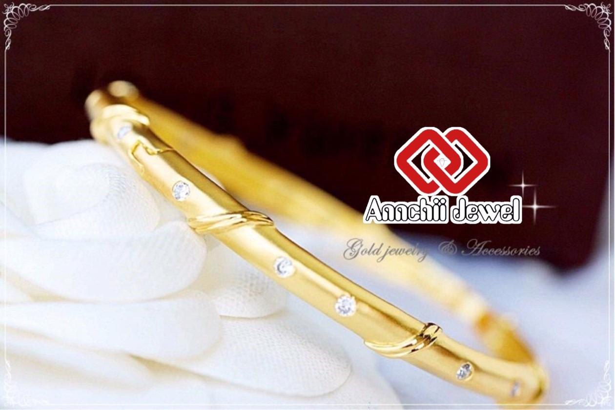 สร้อยข้อมือทองคำ / กำไลทอง Annchii Jewel **กำไลทอง เสริมทรัพย์** กำไลข้อมือ น้ำหนัก 1 บาท ประดับเพชร ++ของแท้ผ่านพิธี แถมผงมวลสารศักดิ์สิทธิ์ !!++ เสริมดวง เสริมโชคลาภ เรียกทรัพย์ CZ Bracelet สร้อยข้อมือหิน สร้อยข้อมือ