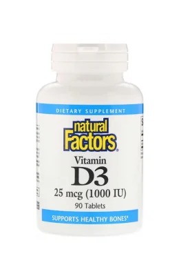 Natural Factors, Vitamin D3, 25 mcg (1,000 IU), 90 Tablets