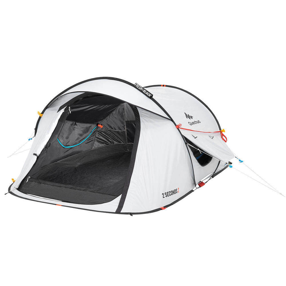 QUECHUA เต็นท์ตั้งแคมป์รุ่น 2 SECONDS 2 FRESH&BLACK สำหรับ 2 คน (สีขาว) - 2 person blackout pop-up tent - 2 Seconds Fresh & Black ราคา 4,591 บาท*ส่งฟรี