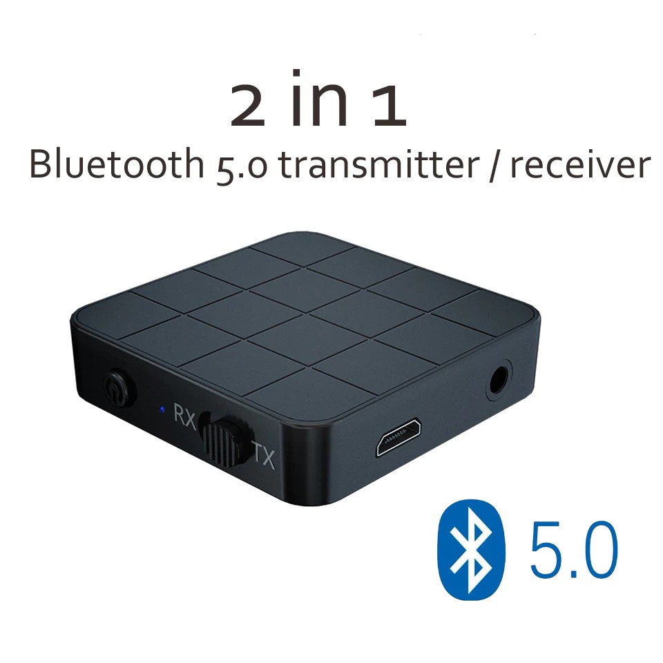 Bluetooth Audio Ver.5.0 (2in1) รับหรือส่ง สัญญาณเสียงผ่านบลูทูช Bluetooth V5.0 TX-RX Wireless Stereo Audio Adapter (แปลงสัญญาณเสียงระบบสายให้เป็นระบบไร้สาย)