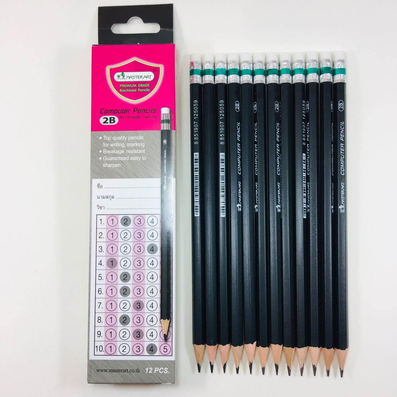 VIDA552 ดินสอไม้ MASTERART Computer Pencils ดินสอดำ 2B มาสเตอร์อาร์ท (12แท่ง/กล่อง)